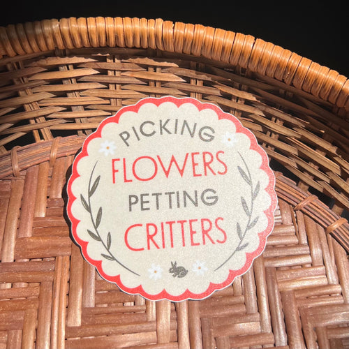 Picking Flowers Petting Critters Sticker