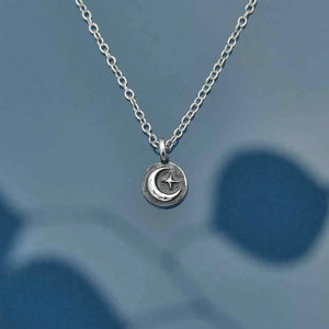 Moon and Star Small Pendant Necklace