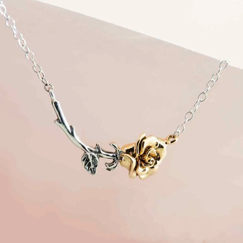 Rose Festoon Necklace - Sterling Silver/Bronze