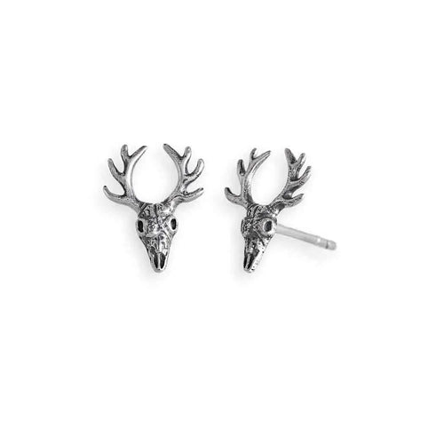 Deer Skull Earrings - Sterling Silver