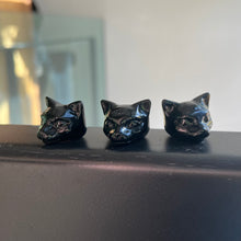 Load image into Gallery viewer, Black Obsidian Cat Head