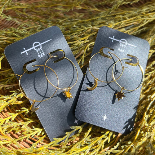 Empyrean Moon & Star Hoop Earrings