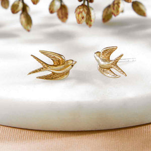 Swallow Stud Earrings - Bronze