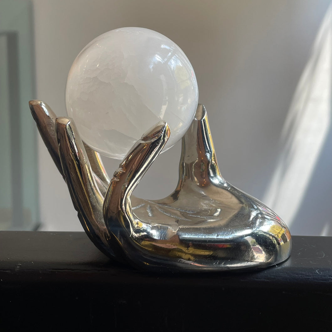 Silver Hand Sphere Stand