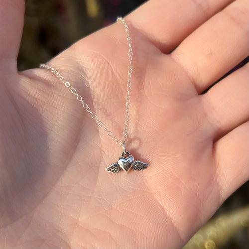 Flying Heart Necklace - Sterling Silver