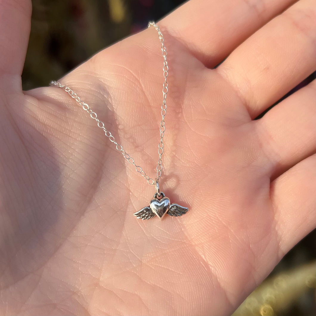 Flying Heart Necklace - Sterling Silver