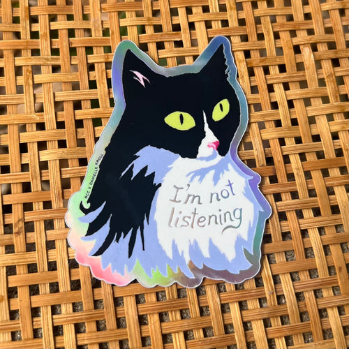 Not Listening Cat Sticker