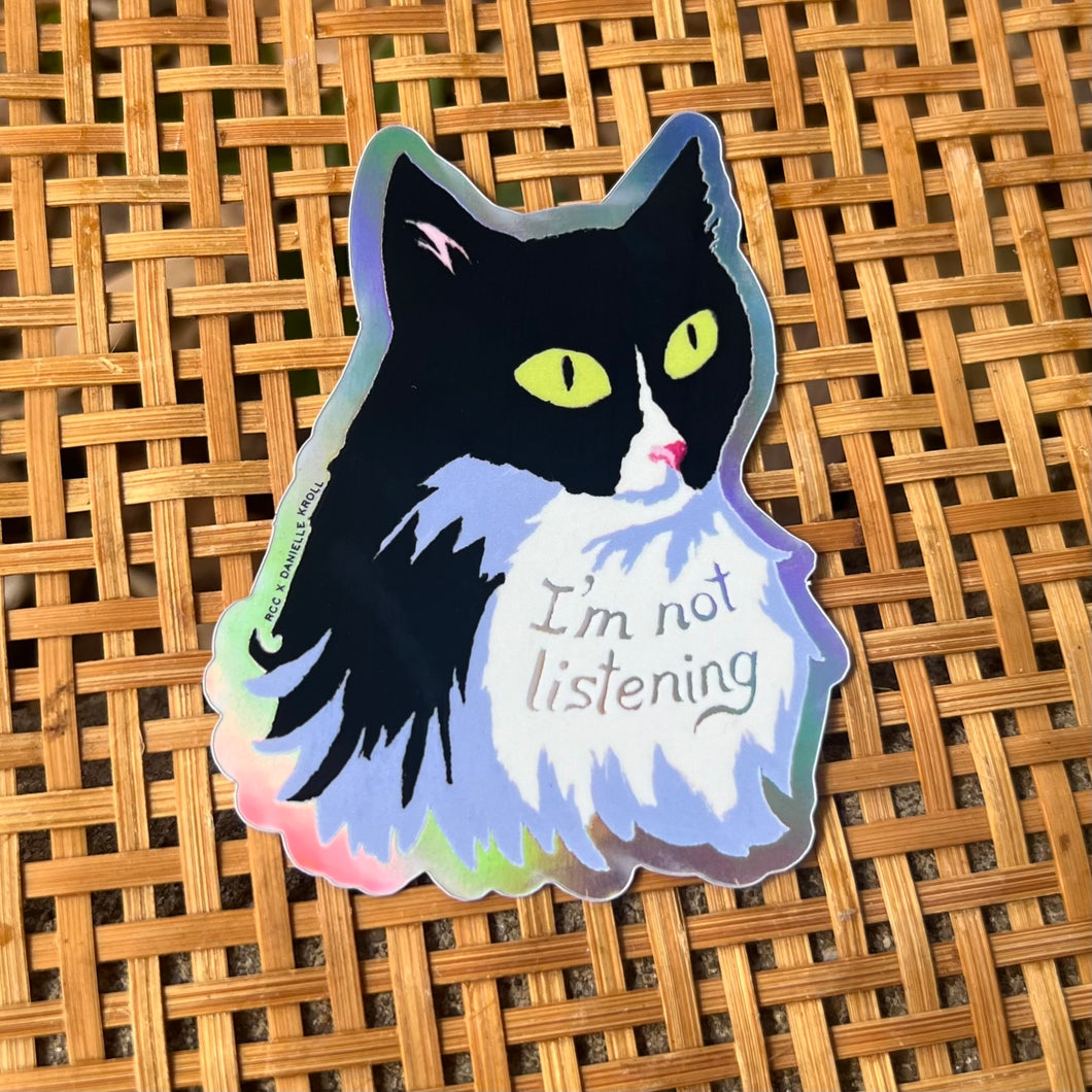 Not Listening Cat Sticker