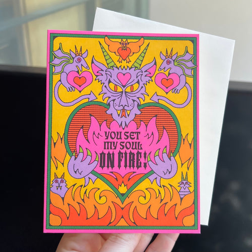Soul on Fire Dragon Love Greeting Card