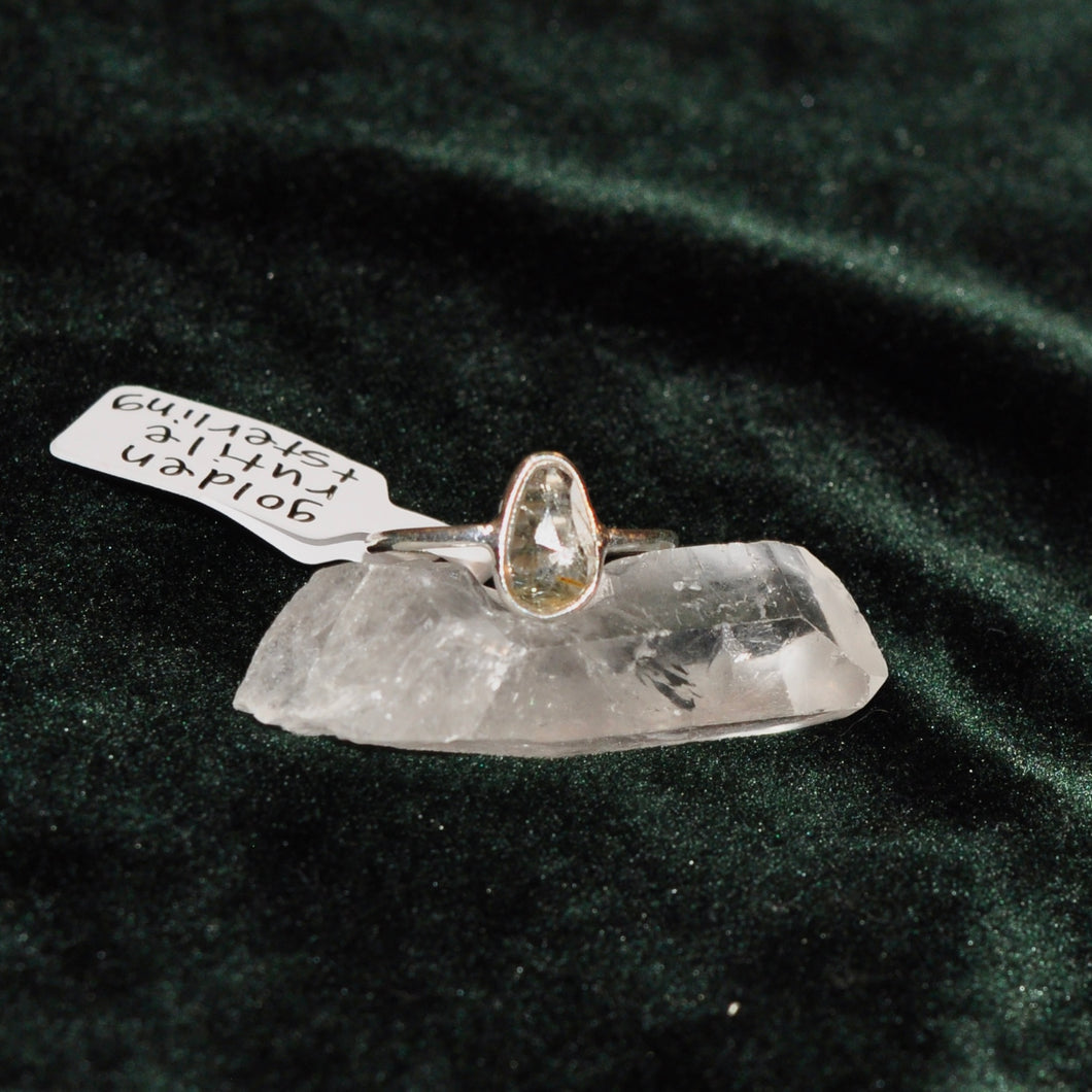 Golden Rutile Quartz Ring - Sterling Silver