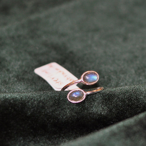 Adjustable Double Labradorite Ring - Sterling Silver