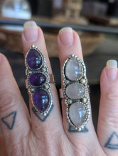 Load image into Gallery viewer, Adjustable Three Stone Amethyst Ring - Sterling Silver