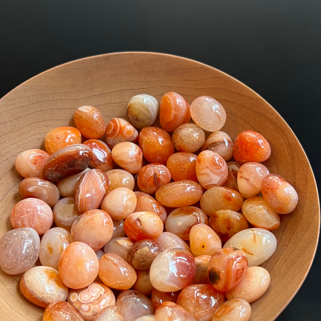 Small Banded Carnelian Stones - Tumbled