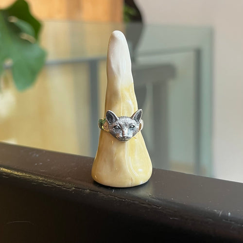 Cat Face Ring - Sterling Silver