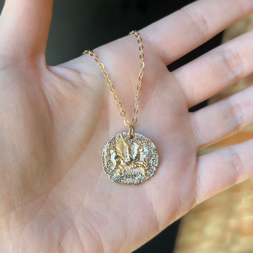Pegasus Coin Necklace - Bronze/Gold Filled