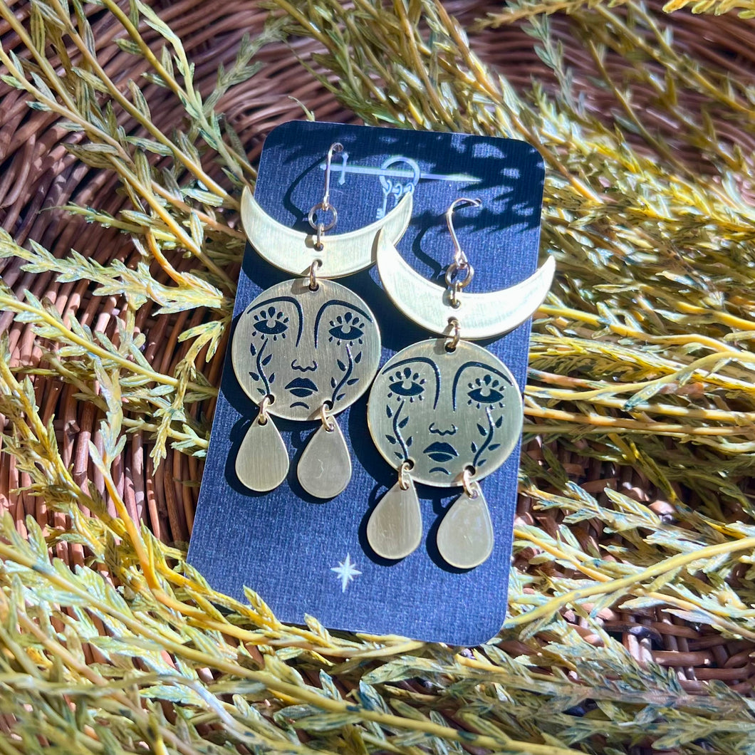 Horned Mother Moon Earrings