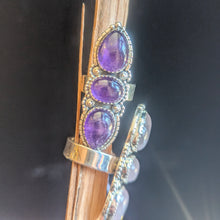 Load image into Gallery viewer, Adjustable Three Stone Amethyst Ring - Sterling Silver