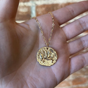 Pegasus Coin Necklace - Bronze/Gold Filled