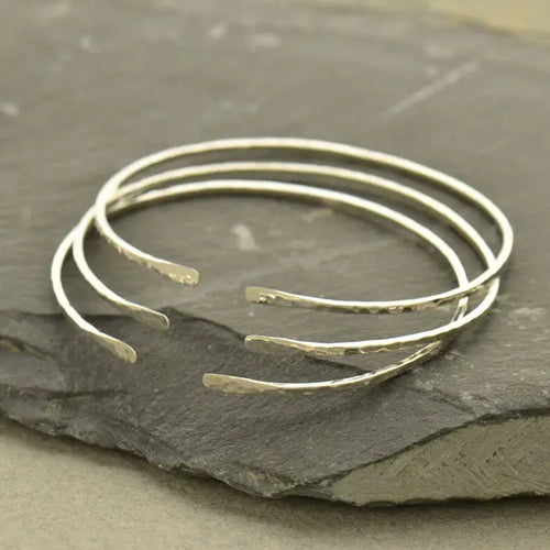 Adjustable Hammered Cuff Bracelet - Sterling Silver