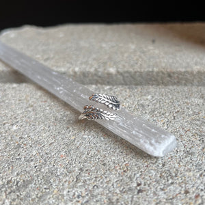 Adjustable Sprig Leaf Ring - Sterling Silver