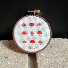 Load image into Gallery viewer, Tiny Mushrooms Cross Stitch Hoop