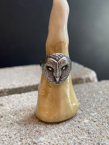 Barn Owl Ring - Sterling Silver