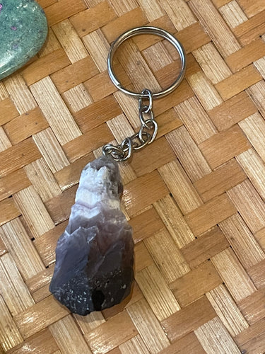 Chevron Amethyst Keychain