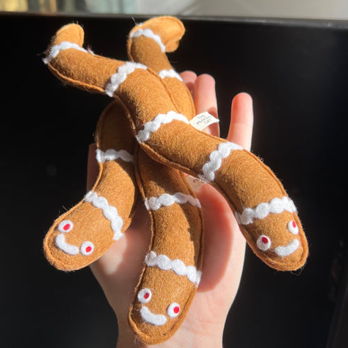 Catnip Gingerbread Worm Toy