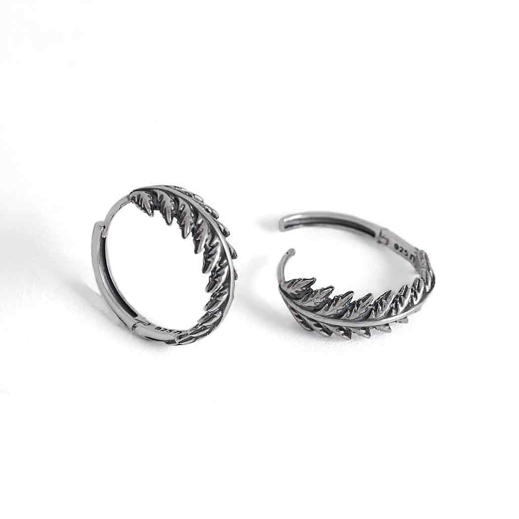 Fern Huggie Hoop Earrings - Sterling Silver