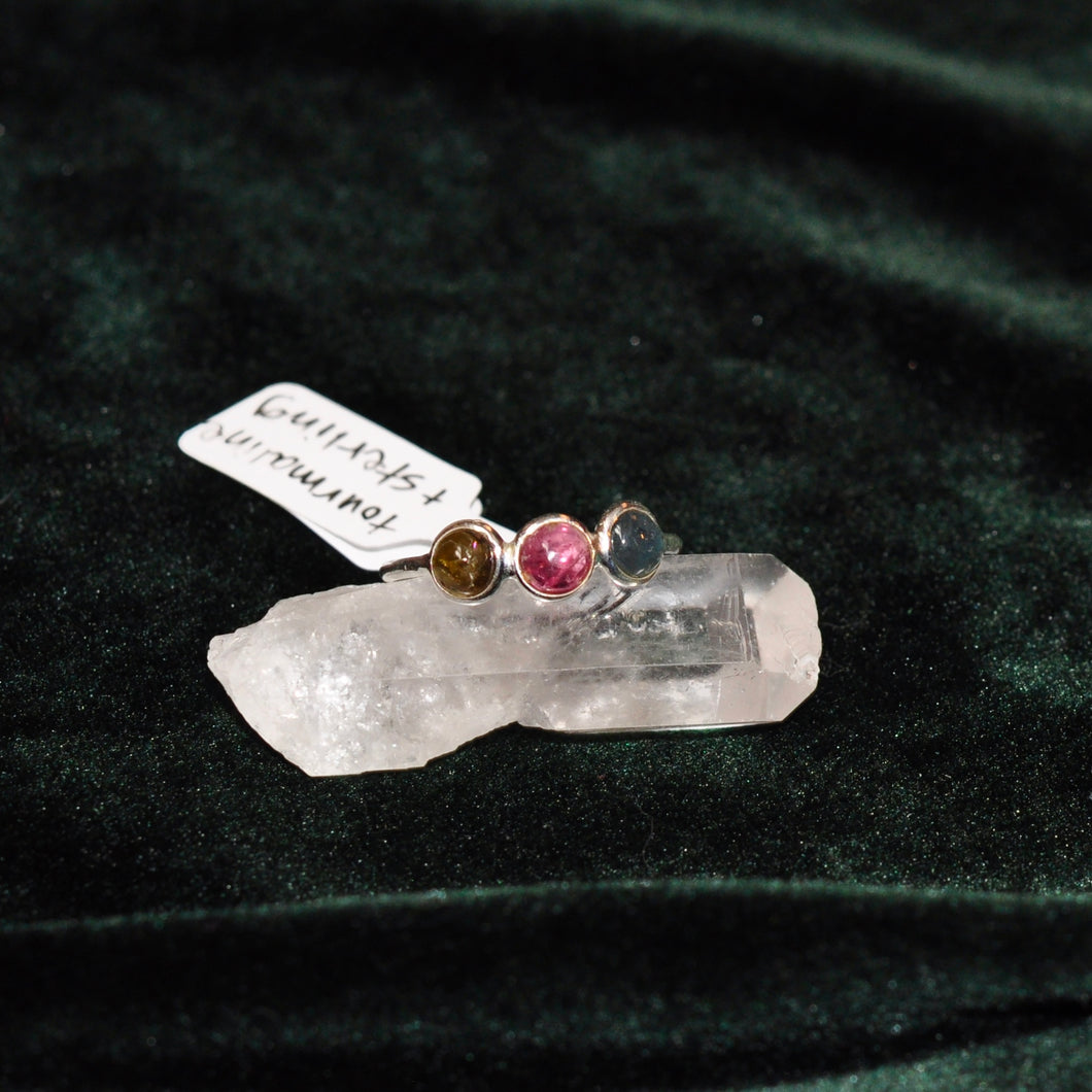 Tourmaline Trio Ring - Sterling Silver