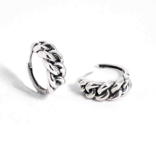 Graduated Chain Huggie Hoop Earrings - Sterling Silver