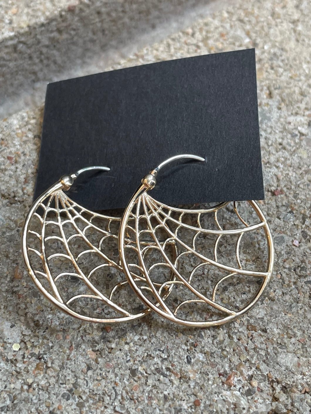 Spider Web Hoop Earrings - Bronze