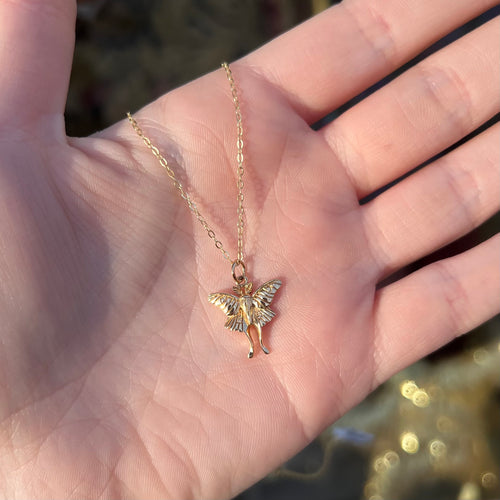 Luna Moth Necklace - Bronze/Gold Filled