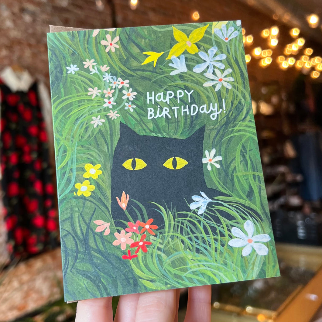 Happy Birthday Flower Kitty Card