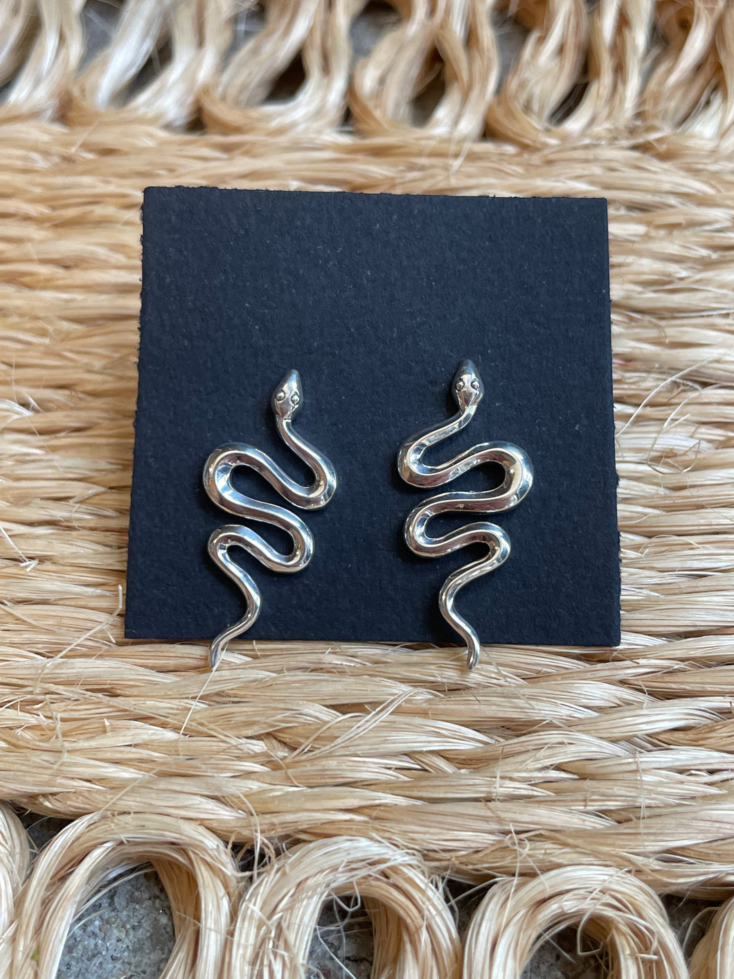 Large Snake Stud Earrings - Sterling Silver