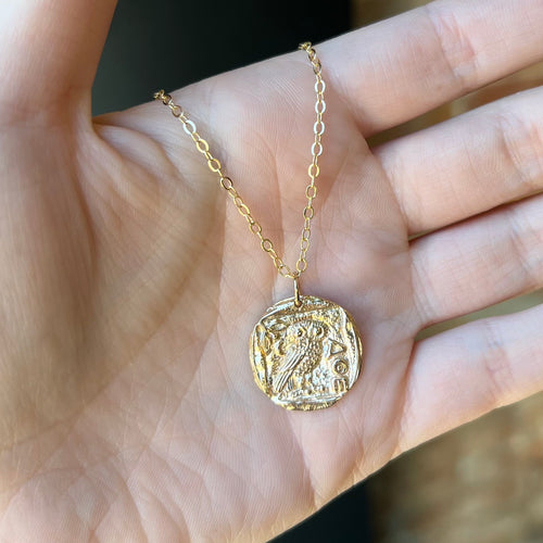Athena’s Owl Coin Necklace - Bronze/Gold Filled