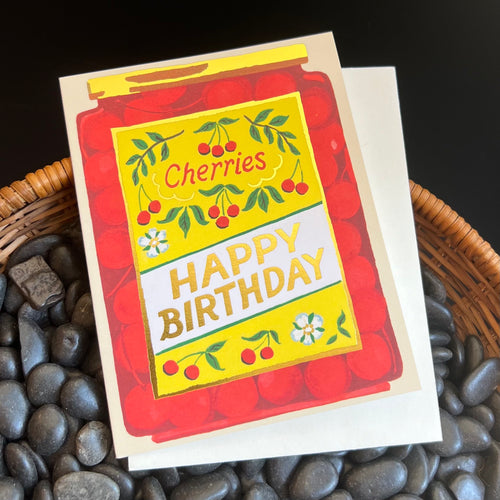 Jar of Cherries Birthday Card