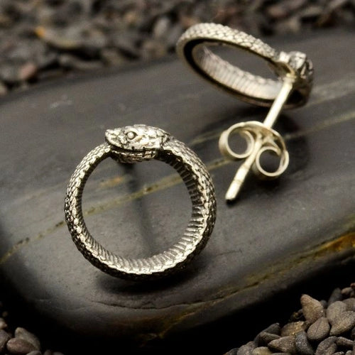 Ouroboros Stud Earrings - Sterling Silver