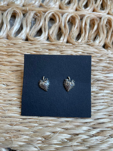 Strawberry Stud Earrings - Sterling Silver