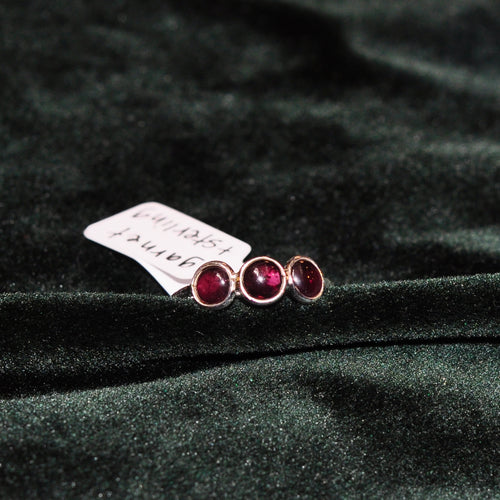 Garnet Trio Ring - Sterling Silver
