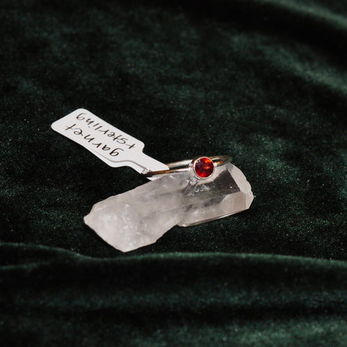 Garnet Ring - Sterling Silver