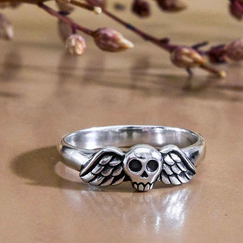 Winged Skull Ring - Sterling Silver