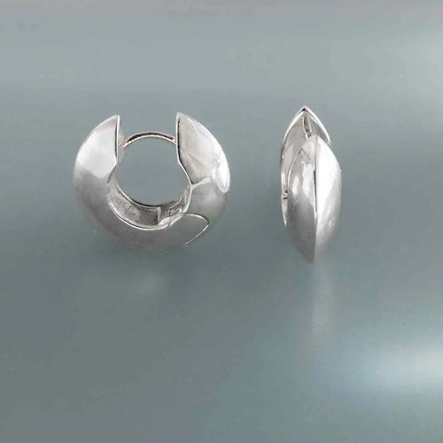 Large Circle Ridged Huggie Hoops - Sterling Silver