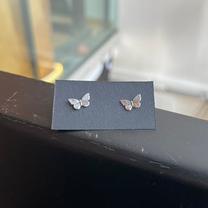Textured Butterfly Stud Earrings - Sterling Silver