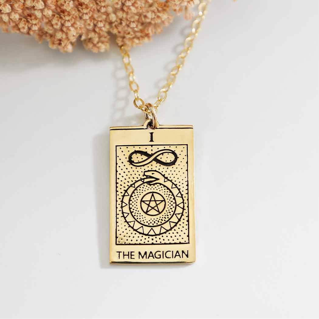 The Magician Tarot Card Necklace - Gold Fill/Bronze