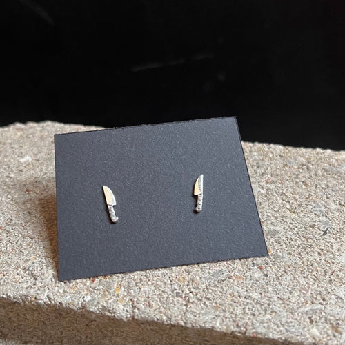Kitchen Knife Stud Earrings - Sterling Silver