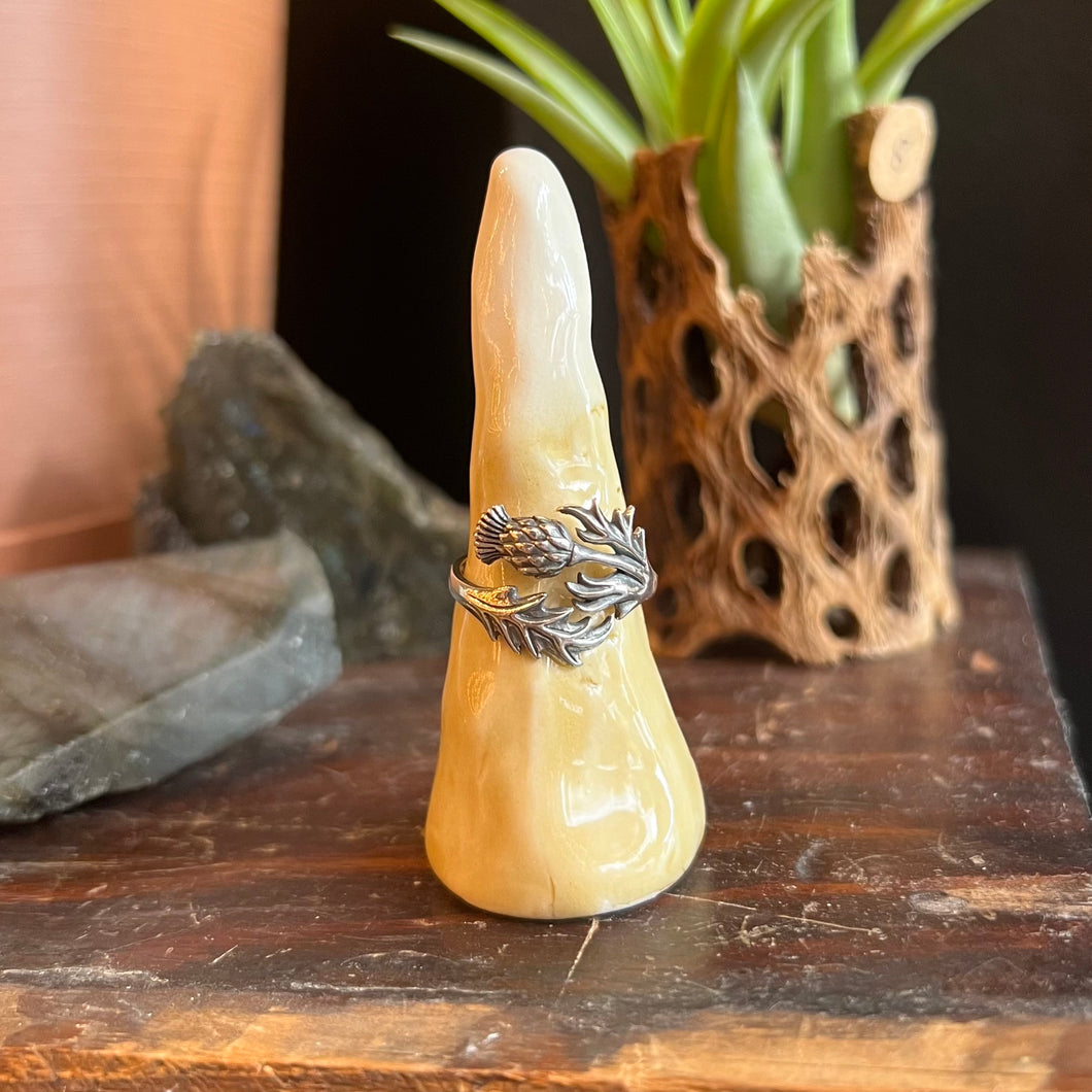 Adjustable Thistle Ring - Sterling Silver
