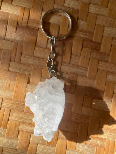 Clear Quartz Cluster Keychain