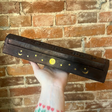 Load image into Gallery viewer, Sun &amp; Moon Wooden Incense Burner Box