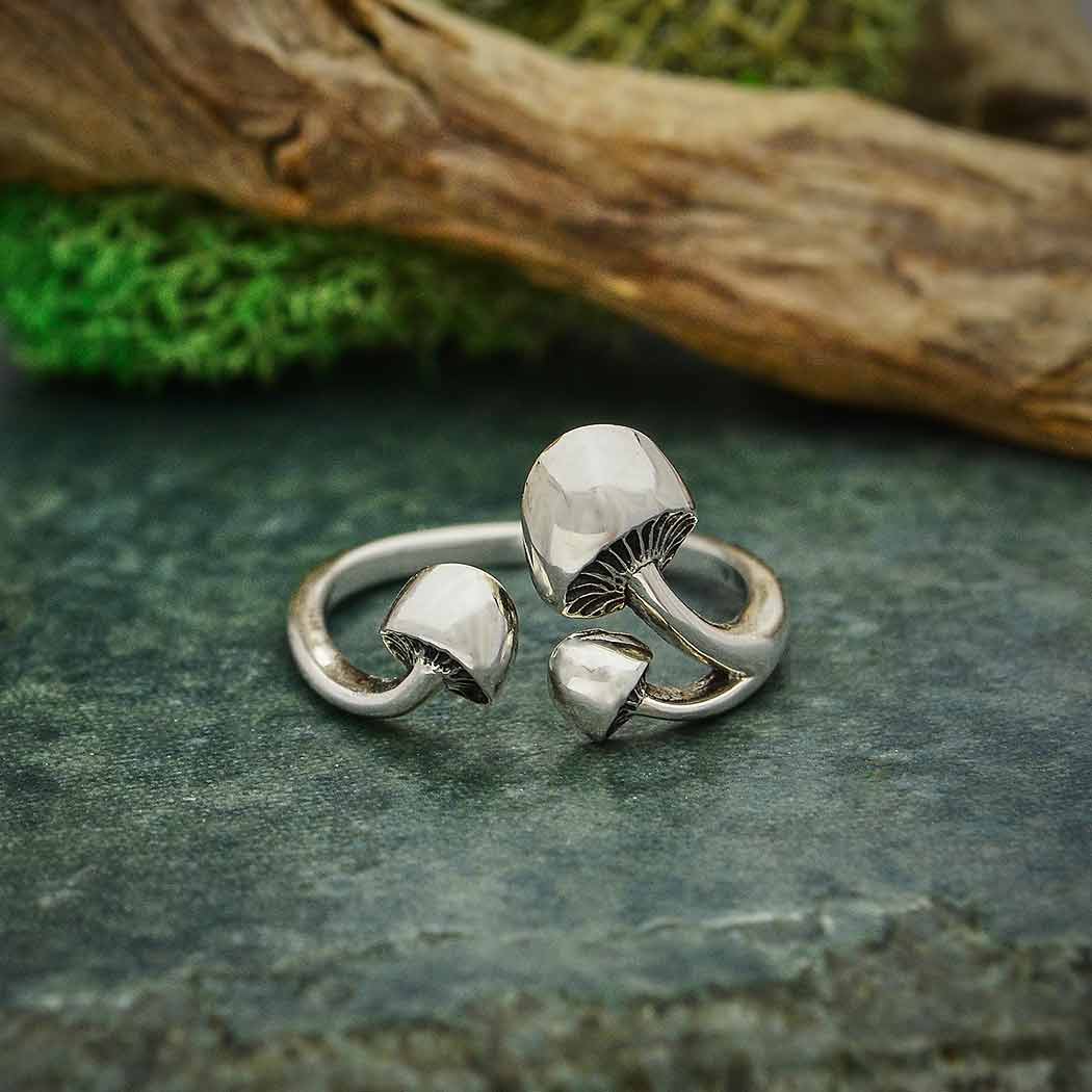 Adjustable Mushroom Trio Ring - Sterling Silver